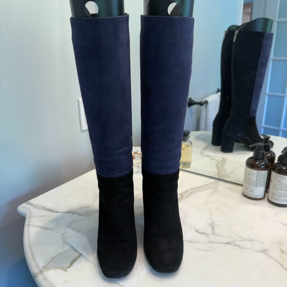 Aquatalia- 'Quiz' Suede Navy/Black Boots Size 6